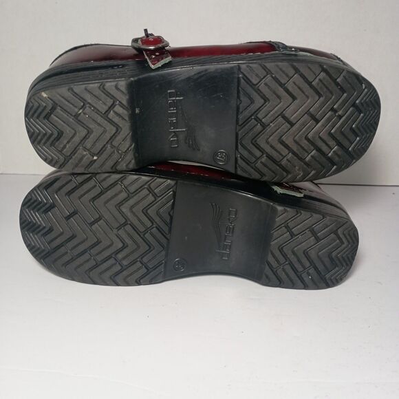Dansko Leather Mary Jane Strap Clogs 37 (US 6.5-7 UK 4-4.5) Burgundy Marcelle - Picture 4 of 14